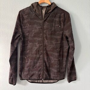 Vuori Men’s Outdoor Trainer Shell Black Camo Hoodie Jacket Full Zip